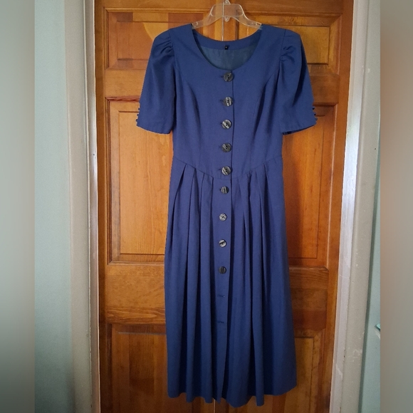 Vinatge Ursl Trachten Blue Button-Down Dress - Picture 4 of 8